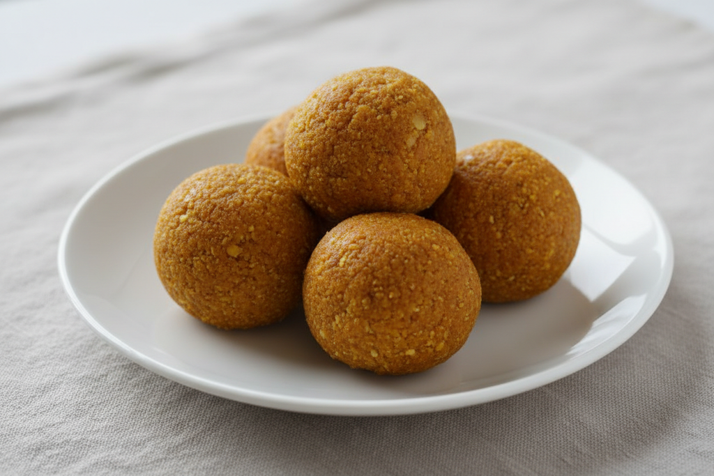 moong daal pinni in white plate