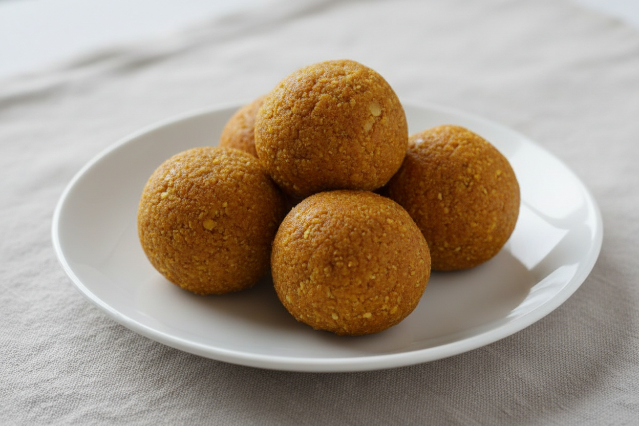 moong daal pinni in white plate